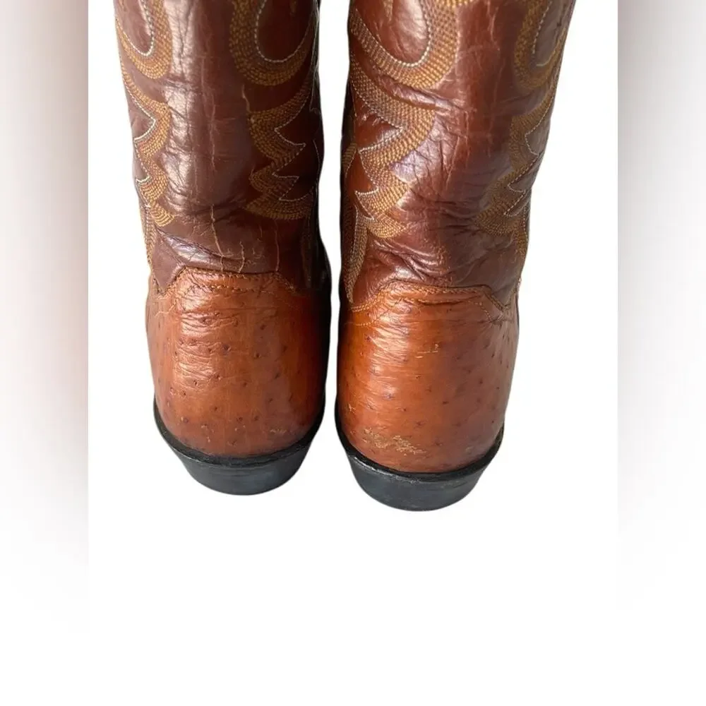 Panhandle Slim Cream Western Ostrich Boots Size:7D